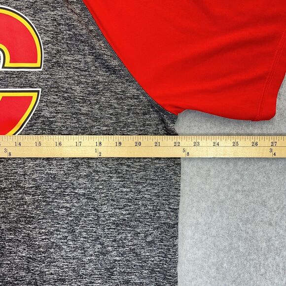 Fanatics Calgary Flames Mens XL Grey Red Athletic Wicking Stretch NHL TShirt - Picture 9 of 9